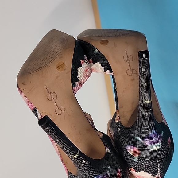 Jessica Simpson Womens Slip On Stiletto Pumps Heels Floral Leather Size 10 - Picture 12 of 13